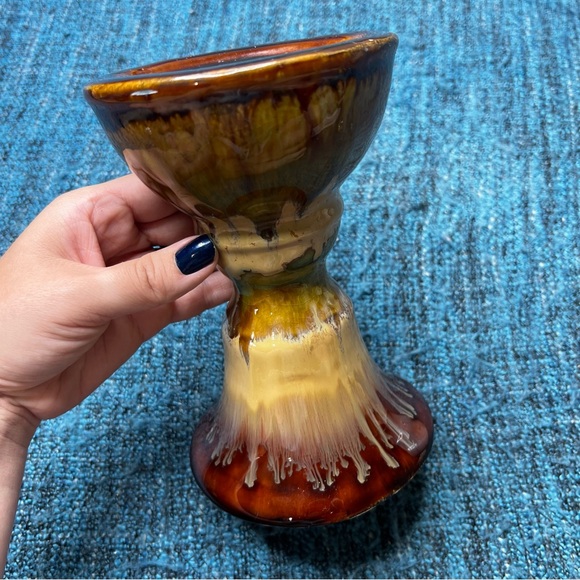 Vintage Midcentury Moderny Drip Glaze Ceramic Tapper Pillar Candle Holder - Picture 3 of 7